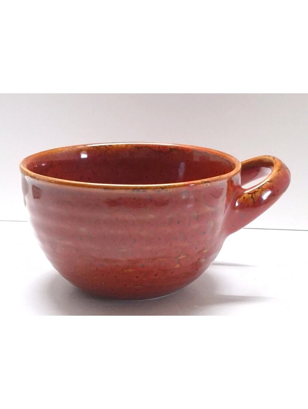 Starbucks Rice Soup Bowl Round Mug Handle Red Speckle 2011 Hand Painted